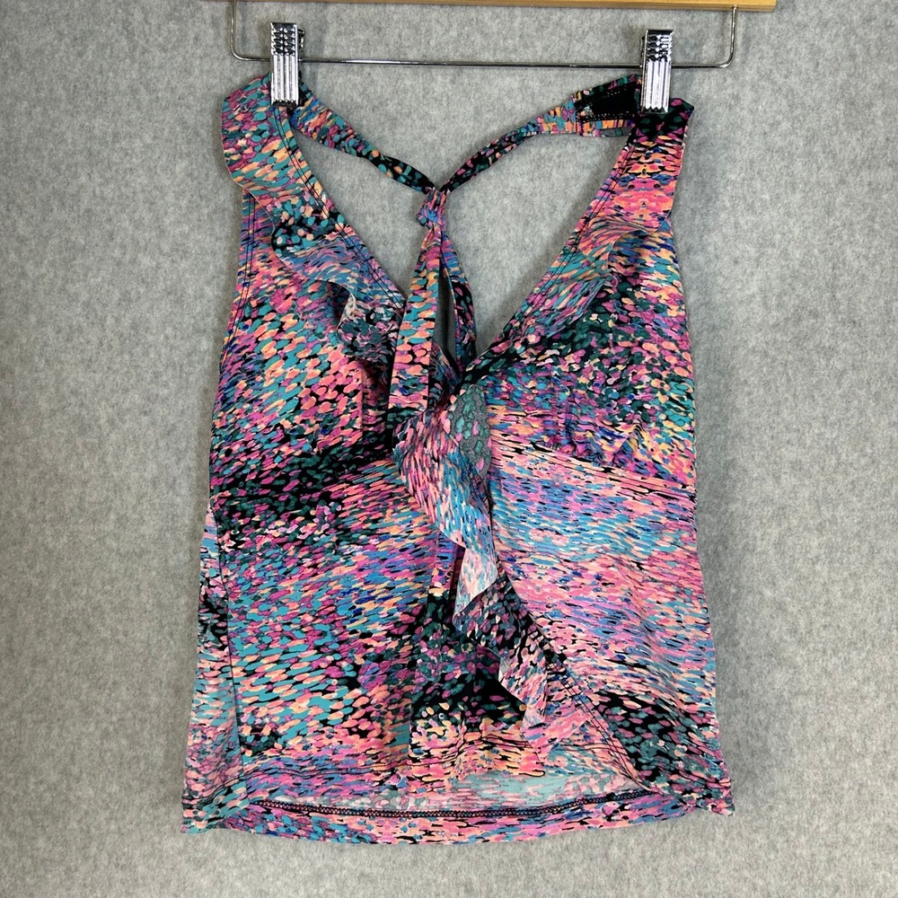 Spanx Pink Blue Ruffle Tankini Top Love‎ Your Assets by Sara Blakely SizeMedium